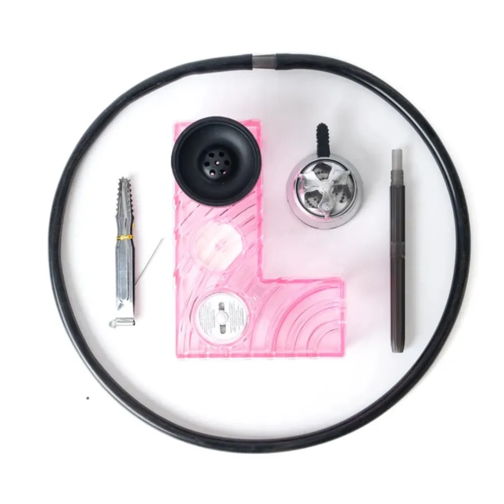 1-215-921-1054-.-2-4.webp L Shape Car Hookah - Pink | Portable LED Designer Hookah - Image 1
