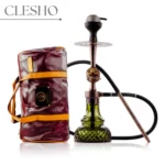 COCOYAYA Congo Baku Hookah with Brown Bag – Bronze Stem / Green Base
