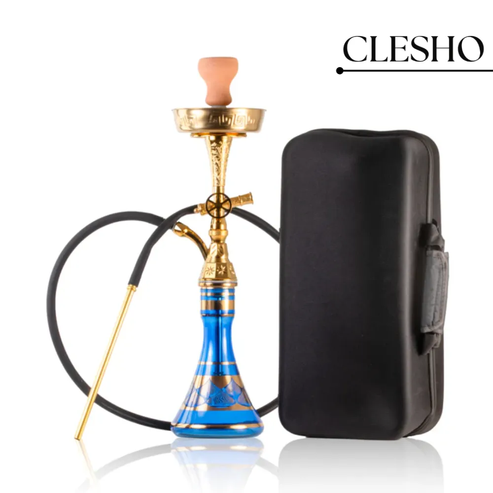 27-2.webp Canon Khalil Gem Hookah – Gold Stem / Blue Glass Base - Image 1