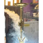 COCOYAYA Great King 4 Stripe Hookah - Gold Stem with Transparent Base - Image 3