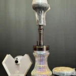 Seven Star Hookah | Black Stem with Silver Base | With Bag | 14 inch