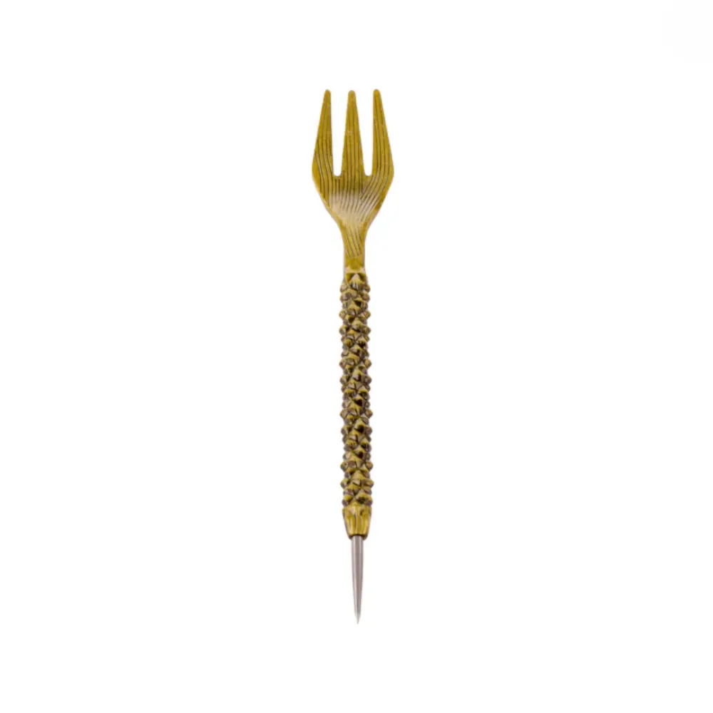 329-1.webp Royal Fang Hookah Fork – Rusty Gold - Image 1