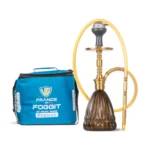 Persian Prism Hookah with Bag – Gold Stem / Brown Glass Base
