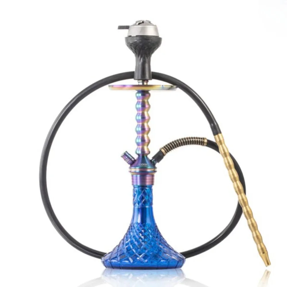 415.webp Fighter Hookah - Rainbow Stem with Blue Base (22 Inches) | VG France - Image 1