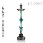 COCOYAYA Great King “Ice‑Bag” Hookah – 39″ Rainbow Stem with Black Cut‑Glass Base - Image 3