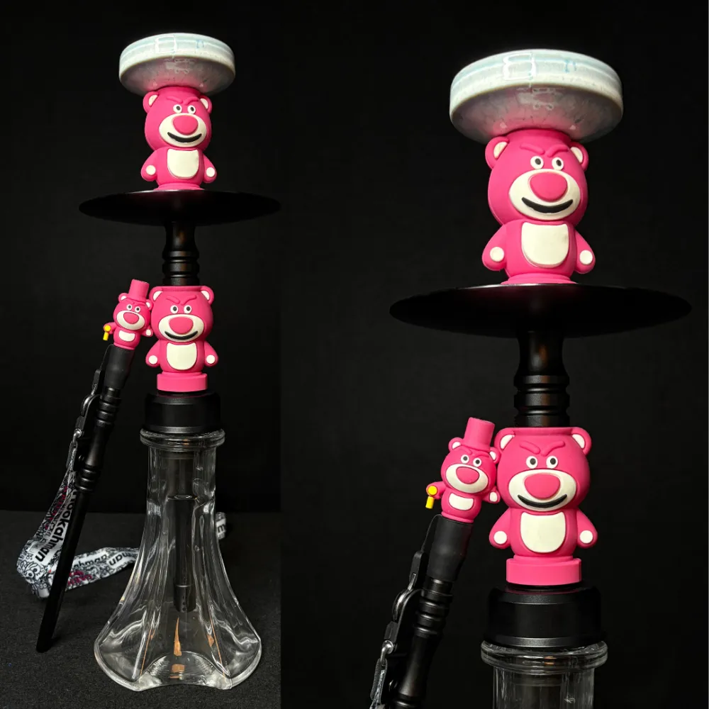 60-1.webp Teddy Luxe Hookah with Free Teddy Filter | 20 Inch Designer Edition | Transparent Base - Image 1
