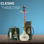 Sultan Orchan Hookah - Transparent Crack Base with Rainbow Stem & Dual Carry Bags - Image 2