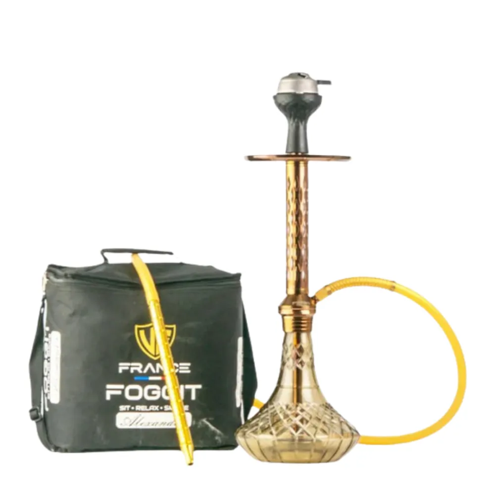 Alexander-Hookah-with-Bag-Grey-Base-_-Copper-Stem.webp Alexander Hookah with Bag - Copper Stem and Grey Base Hookah - Image 1