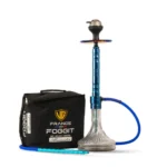 Attack Hookah with Travel Bag - Blue Stem & Transparent Glass Base