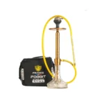 Attack Hookah with Travel Bag - Bronze Stem & Transparent Glass Base