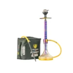 Attack Hookah with Travel Bag - Rainbow Stem & Transparent Glass Base