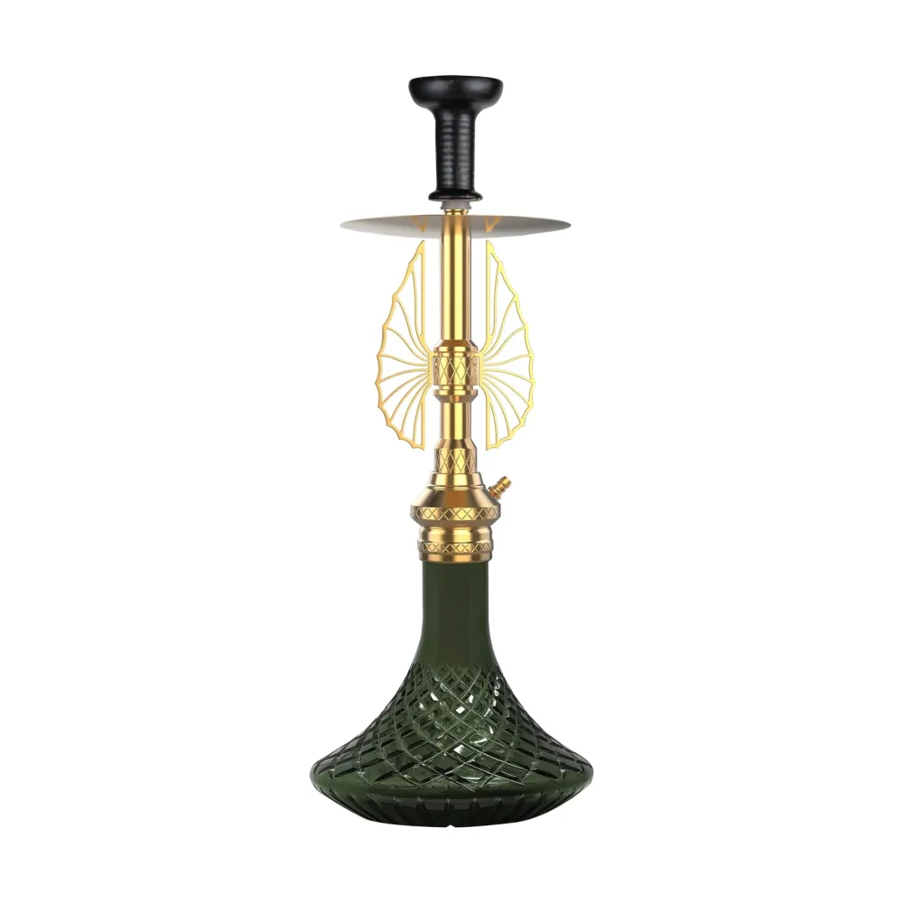 COCOYAY-Angel-Series-Draco-Hookah-Golden-Black-Base.webp COCOYAYA Draco Hookah – Gold Stem with Black Base - Image 1