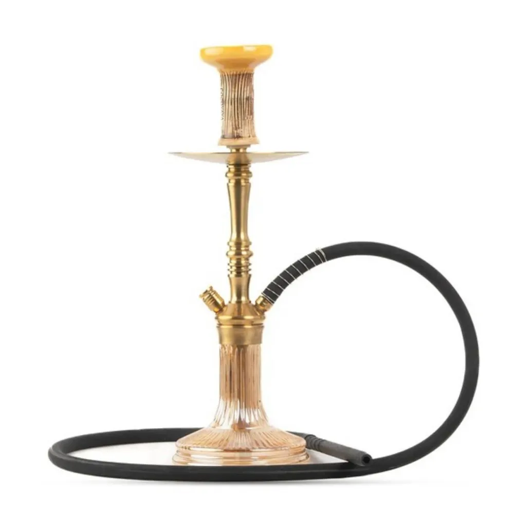 COCOYAYA-Barcelona-Hookah-Golden-_-Goldish-Base.webp COCOYAYA Barcelona Hookah – Gold Stem with Goldish Crystal Base - Image 1