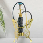 COCOYAYA Butterfly Series Hookah – 26 Inch Gold Stem with Black Glass Base - Image 2