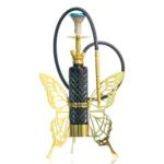 COCOYAYA Butterfly Series Hookah – 26 Inch Gold Stem with Black Glass Base