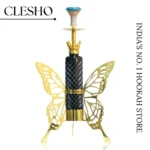 COCOYAYA Butterfly Series Hookah – 26 Inch Gold Stem with Black Glass Base - Image 3