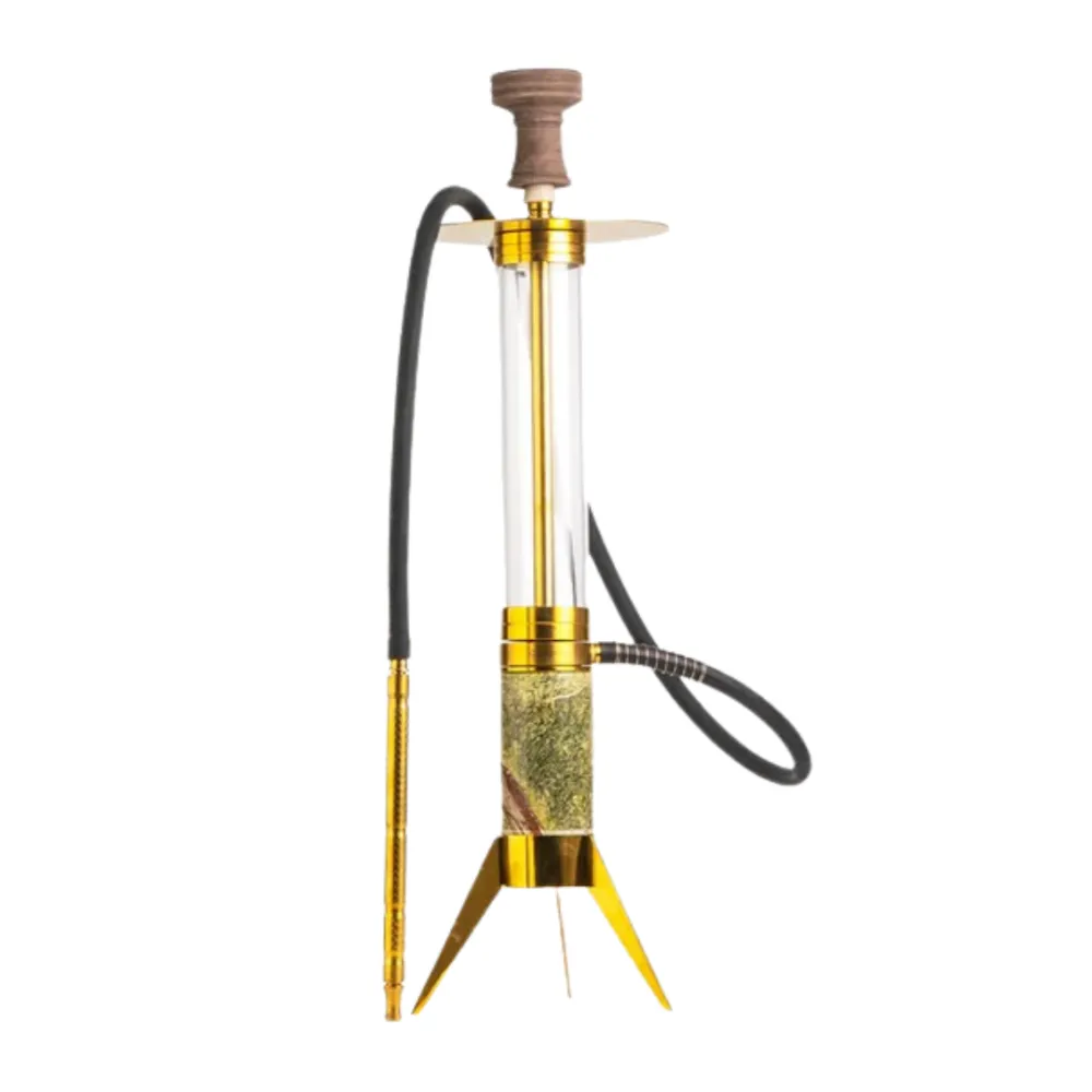 COCOYAYA-Denali-Bonzai-Hookah-Golden.webp COCOYAYA Denali Bonzai Golden Hookah - 33" with Acrylic transparent base - Image 1
