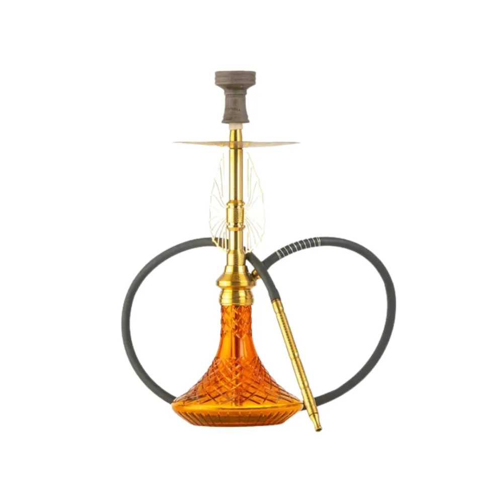 COCOYAYA-Draco-Hookah-Golden-Stem-_-Amber-Base.webp COCOYAYA Draco Hookah – Gold Stem with Amber Base - Image 1
