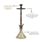 COCOYAYA King Series Dario Hookah - Coffee Stem with Transparent Glass Base - Image 3
