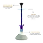 King Series Genghis Hookah - Rainbow Stem with Grey White Glass Base - Image 2