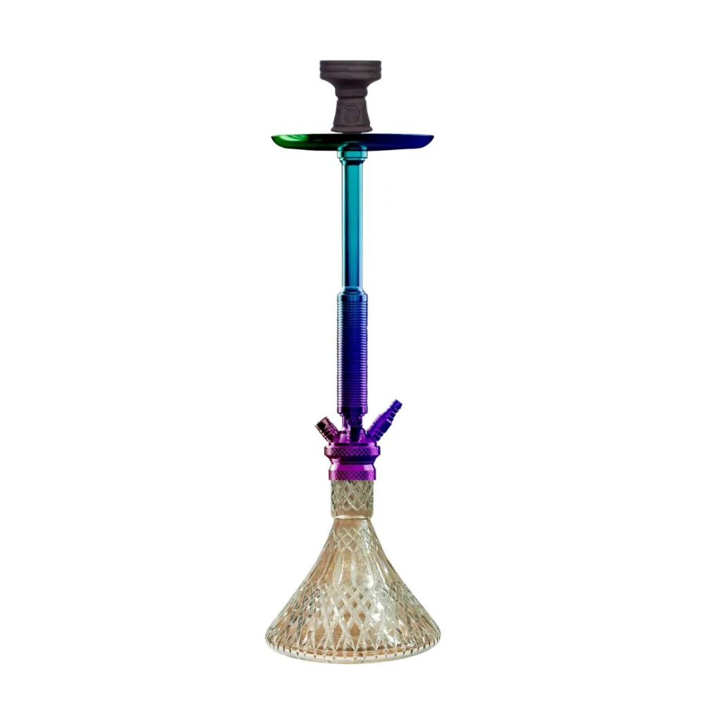 COCOYAYA-King-Series-Marco-Hookah-Rainbow.webp COCOYAYA King Series Marco Hookah - Rainbow Stem with Transparent Glass Base - Image 1