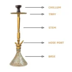 King Series Rafeo Hookah - Golden Stem with Transparent Glass Base - Image 2