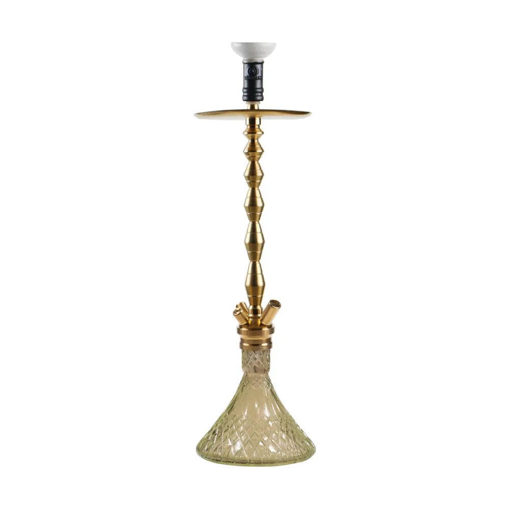 COCOYAYA-King-Series-Rossi-Hookah-Golden.webp King Series Rossi Hookah - Golden Stem with Transparent Glass Base - Image 1