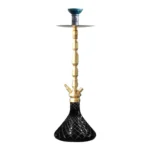 King Series Spector Hookah - Golden Stem with Black Glass Base