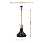 King Series Spector Hookah - Golden Stem with Black Glass Base - Image 3