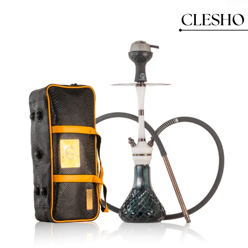 COCOYAYA-Mirza-Hookah-with-Bag-Bronze-Stem-Emerald-Green-Base-2-2.webp COCOYAYA Mirza Hookah – Bronze Stem with Emerald Green Glass Base (24 Inches) - Image 1