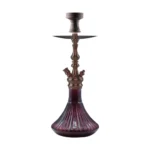 Qube Shisha King Series Hookah - Bronze Stem with Purple Glass Base
