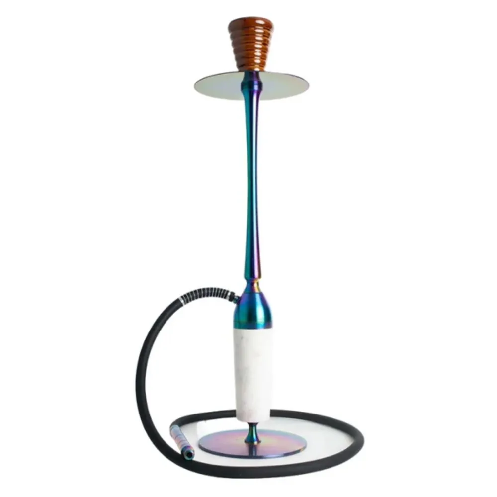 COCOYAYA-Slims-Sterling-Hookah-Rainbow-Stem_-White-Marble-Base.webp COCOYAYA Slims Sterling Hookah - Rainbow Stem | White Marble Base - Image 1