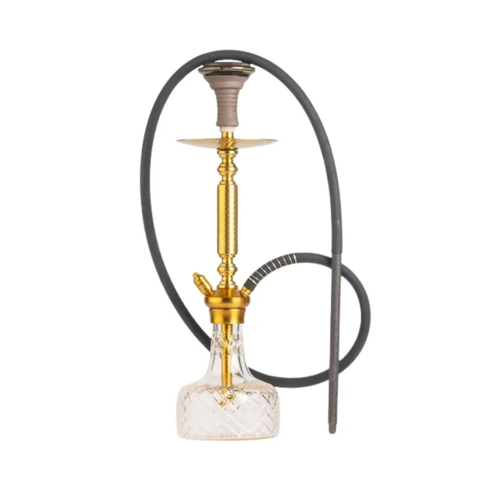 COCOYAYA-Valencia-Hookah-Gold-_-Transparent-Base-1.webp Qube Shisha Valencia Hookah - Gold Stem Transparent Base (19+ inches) - Image 1
