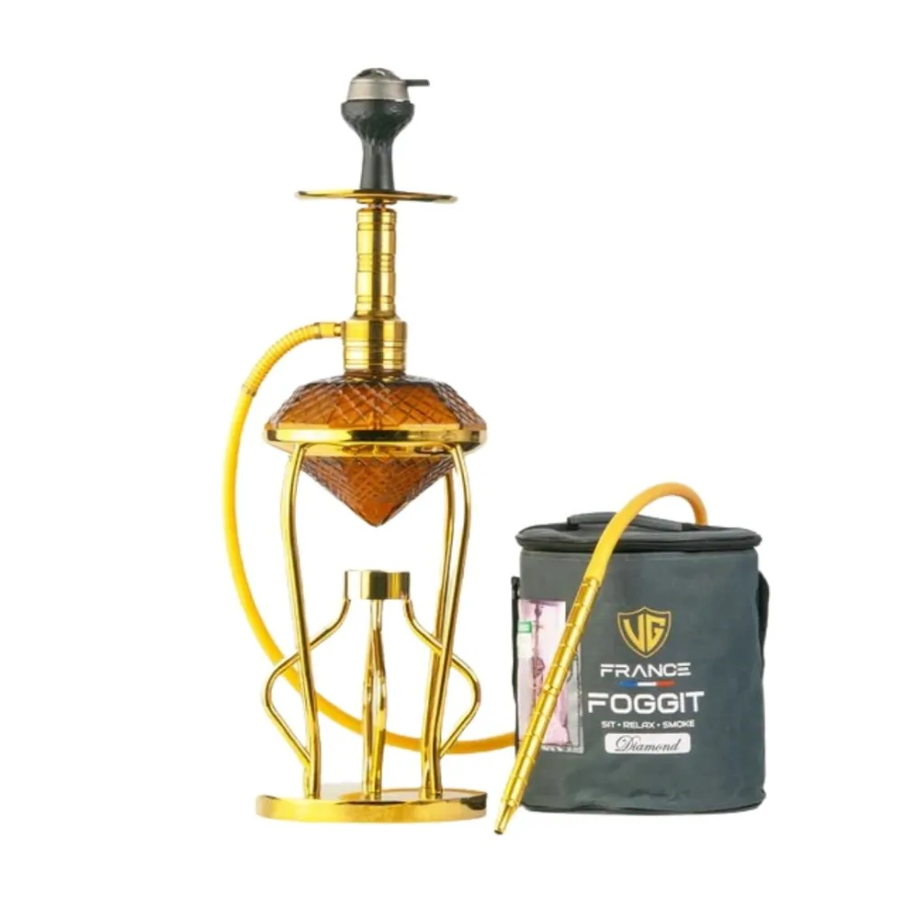 Gemstone-Hookah-Gold-Stem-Amber-Base.webp Gemstone Hookah - Gold Stem with Amber Base - Image 1