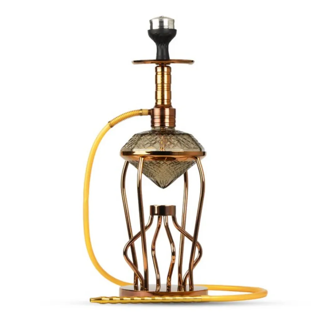 Gemstone-Hookah-Rose-Gold-Stem-Grey-Base.webp Gemstone Hookah - Rose Gold Stem (Grey Base) - Image 1