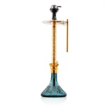 COCOYAYA King Series 2.0 Gem Hookah with Black Carry Bag - Gold Stem / Aqua Base - Image 4