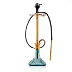 COCOYAYA King Series 2.0 Gem Hookah with Black Carry Bag - Gold Stem / Aqua Base - Image 2