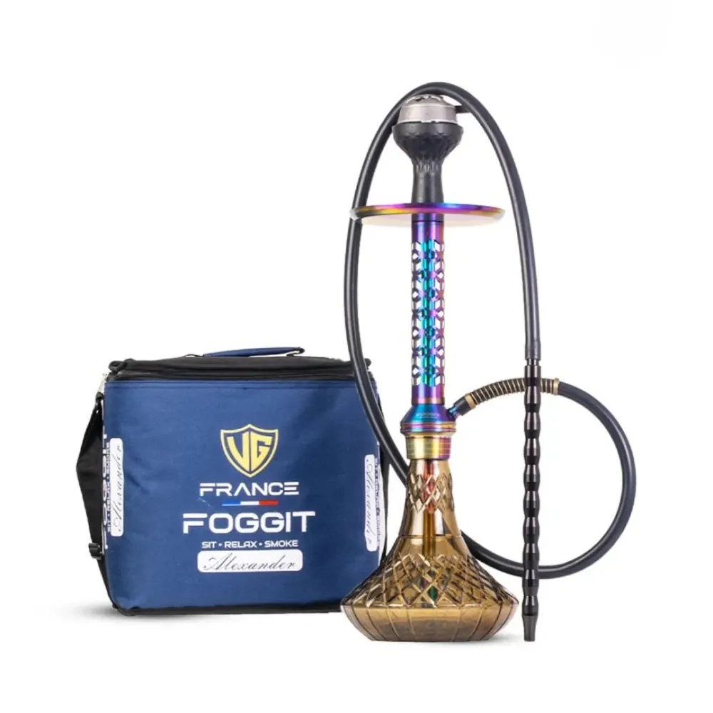 ORANGE-MINT-2026-08-27T171342.290.webp Alexander Hookah with Bag - Rainbow Stem and Grey Base Hookah - Image 1