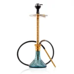 COCOYAYA King Series 2.0 Gem Hookah with Black Carry Bag - Gold Stem / Aqua Base - Image 3