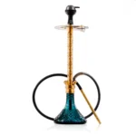 COCOYAYA King Series 2.0 Gem Hookah with Black Carry Bag - Gold Stem / Ocean Green Base - Image 3