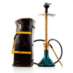 COCOYAYA King Series 2.0 Gem Hookah with Black Carry Bag - Gold Stem / Ocean Green Base