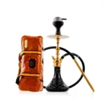 COCOYAYA Simba Hookah with Camel Carry Bag - Gold Stem / Black Glass Base