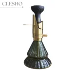 COCOYAYA Mini Ferro Hookah with Carry Bag – Gold Stem / Dark Green Base