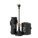 Sultan Terminator Hookah - Golden Stem with Black Base & Dual Carry Bags - Image 3