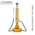 Qube Shisha Crucio Hookah (Ferro Series) - Gold Stem / Amber Base - Image 2