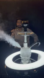 Skull Forge Dum Hookah – Silver Steel Stem | Skull Glass Handle (22 Inches) - Image 5
