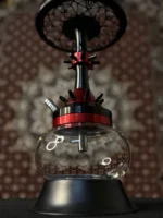 12 Star Hookah 20 Inch with Transparent Base & Red Stem | Multi-Vent Design - Image 2