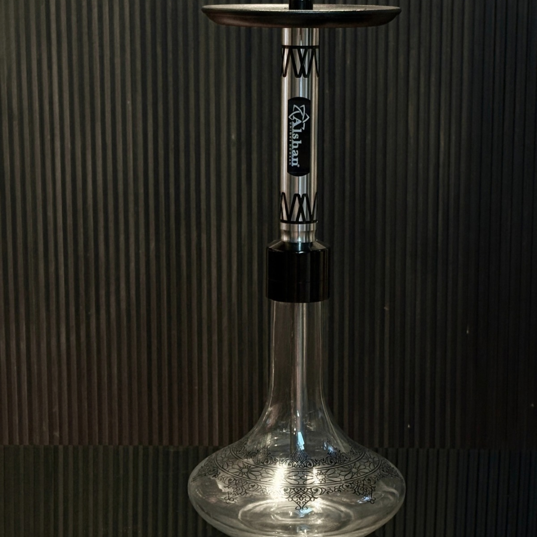 oduman-75.png Alishan Hookah – 25 Inch | Silver Stem with Transparent Base - Image 1