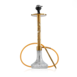 VG Romeo Skull Hookah - Golden Stem / Transparent Base | 34 Inch