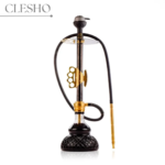 COCOYAYA Knuckler Hookah – Golden Stem / Black Base with Dark Brown Bag - Image 3